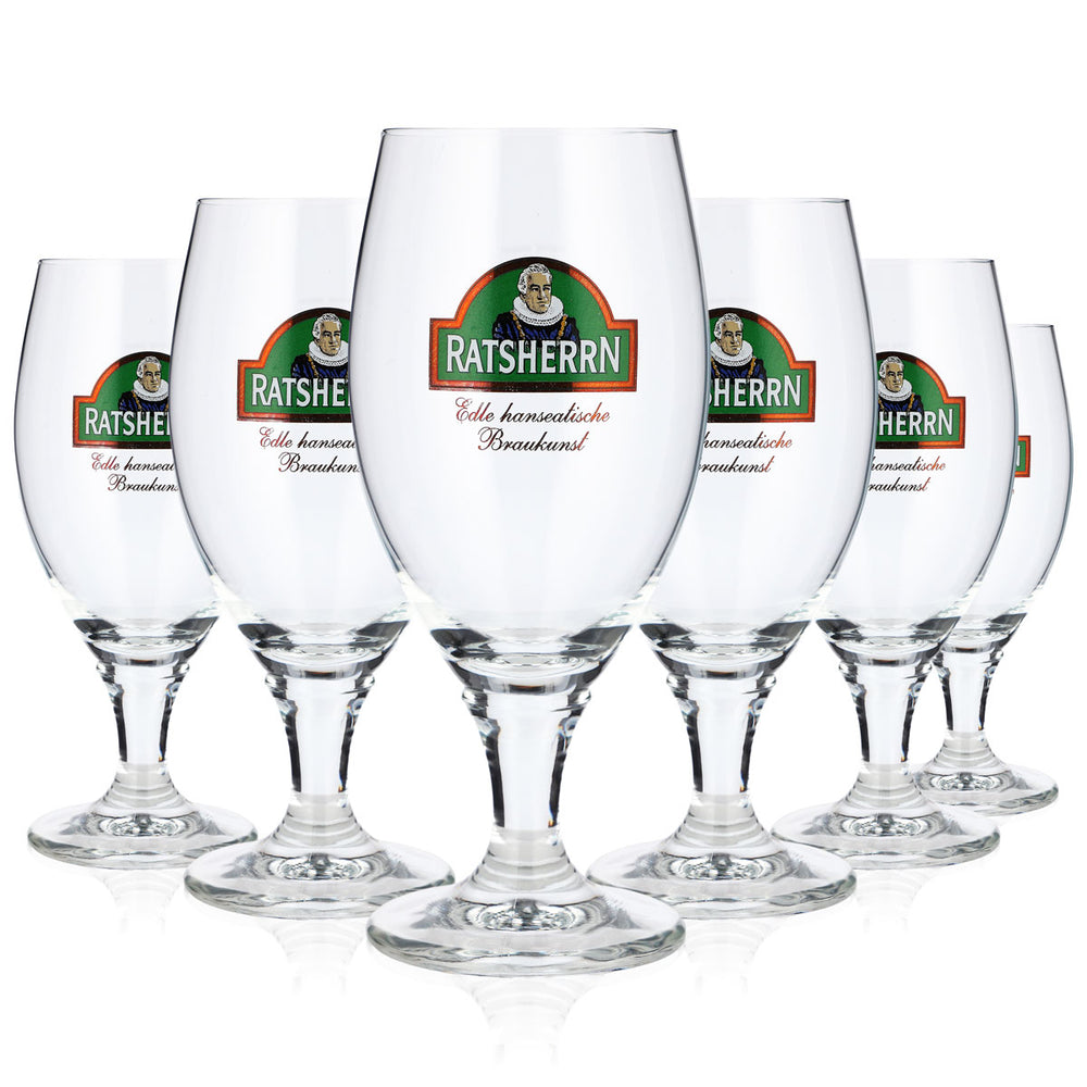 6x Ratsherrn Beer Glasses, 0.25 L, Tulip-Shaped, Deister Ritzenhoff Pint (Set of 6)