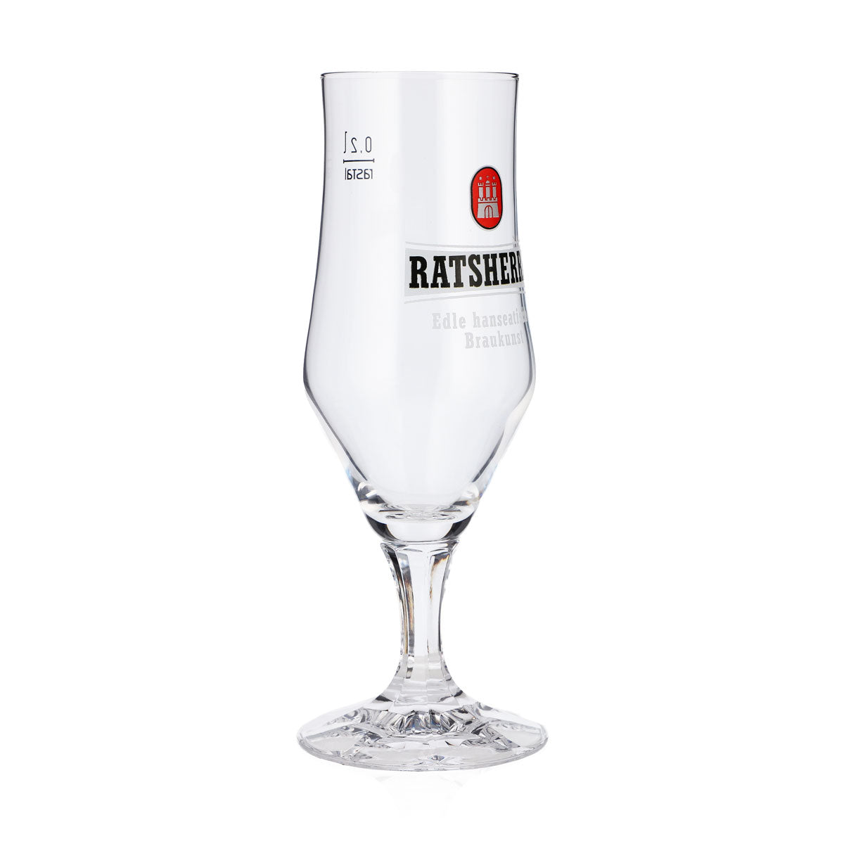 6x Ratsherrn Beer Glasses, 0.2 L, Goblet-Style, Square Stem, White Rastal Logo (Set of 6) – View 3