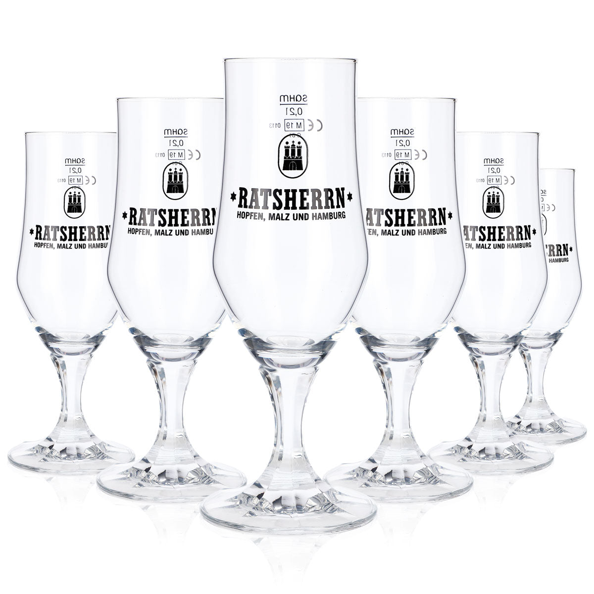 6x Ratsherrn Glass 0.2l Hammerburg Beer Tulip Cup Glass Set Brewery Hamburg – View 5