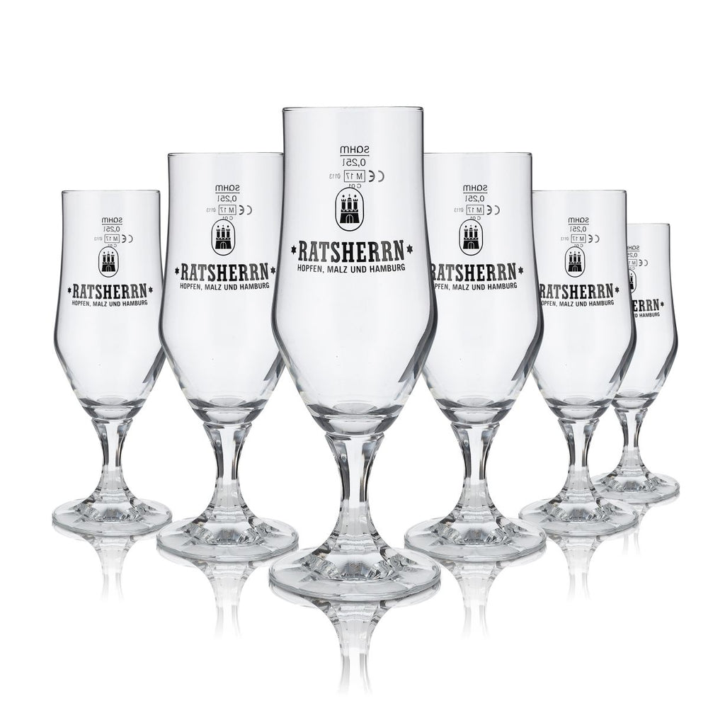 6x Ratsherrn Pils beer glasses Exclusive trophy 0.25 l Hammerburg
