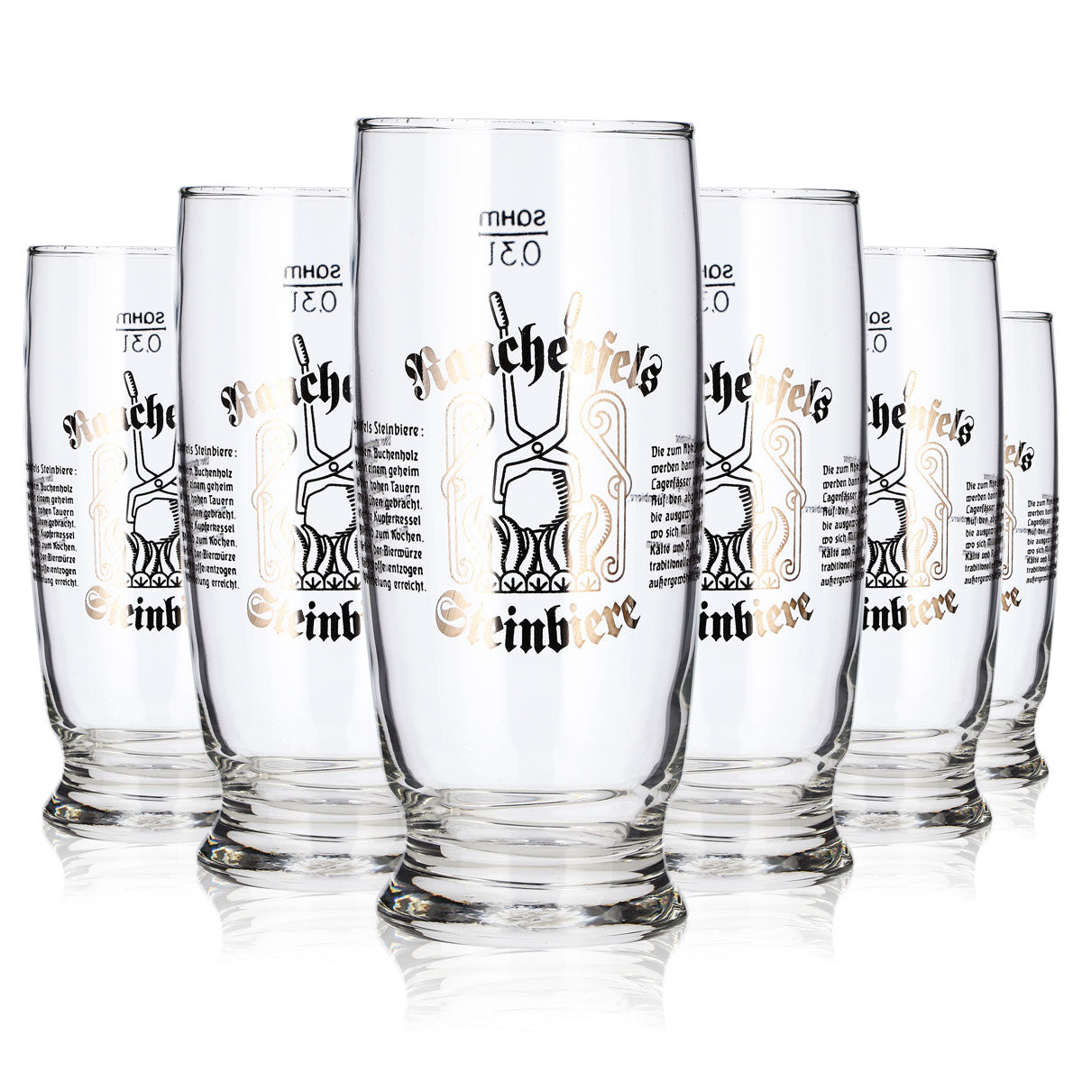 6 Rauchenfels Beer Glasses, 0.3 L, Sahm Main Beer Glasses, Willibecher