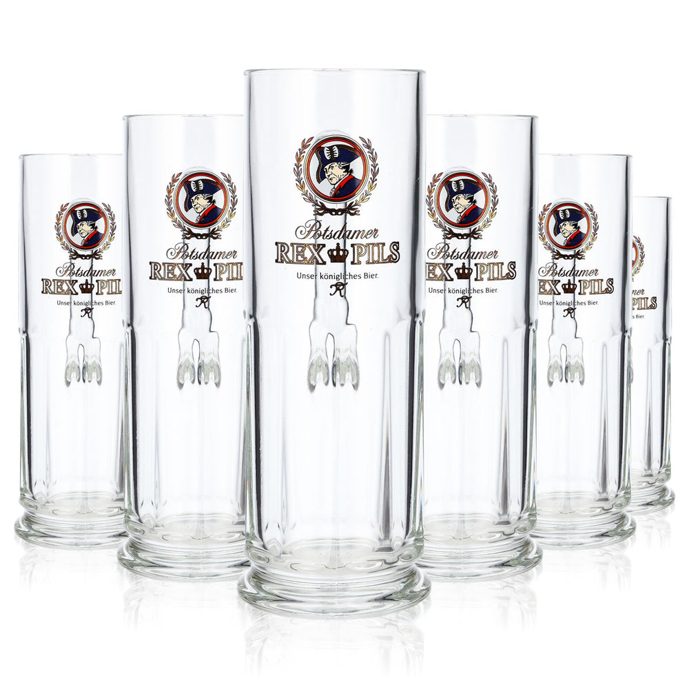6 Rex Pils Beer Glasses, 0.5 L, "Krug Sahm Maximilian" (Set of 6)