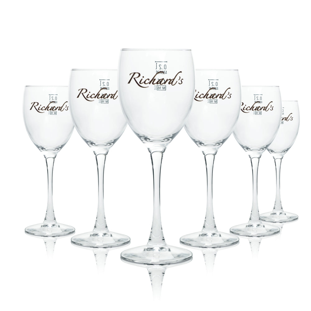 6x Richard's Wine Glass White Wine 0.2l Goblet Stem Glasses Cocktail Long Drink Bar