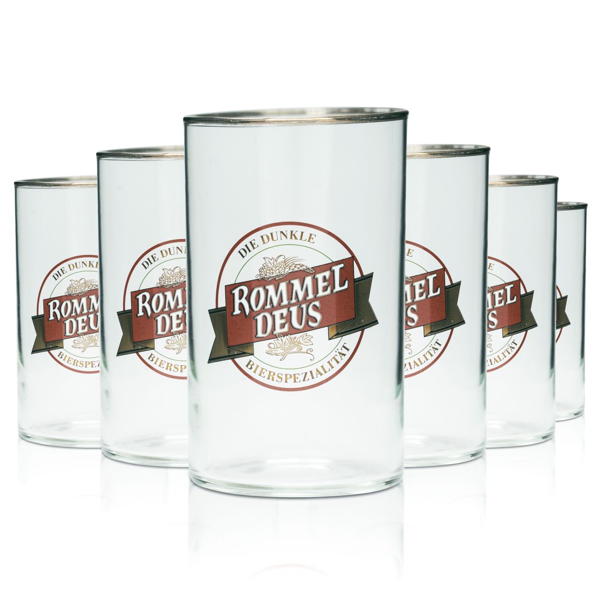 6x Rommel Deus beer glass 0.2l Willi mug glasses gold rim brewery specialty