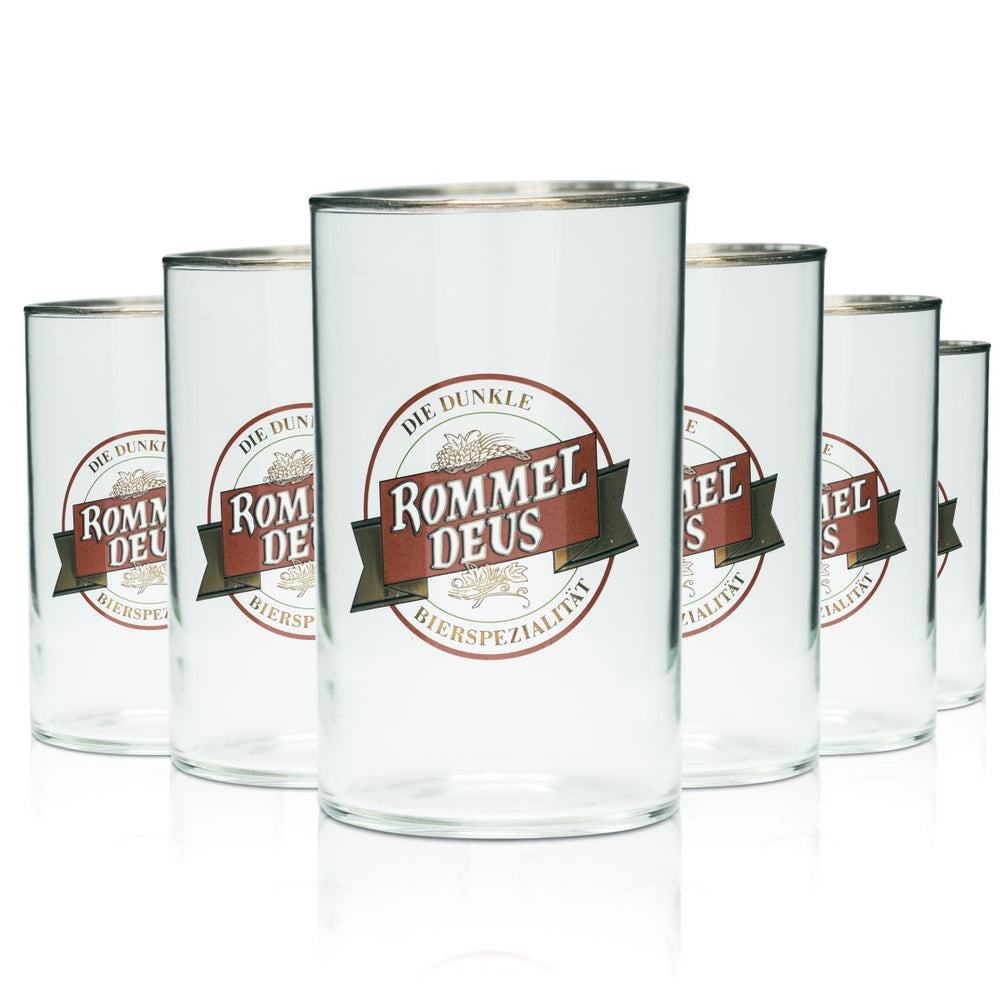 6x Rommel Deus beer glass 0.2l Willi mug glasses gold rim brewery specialty