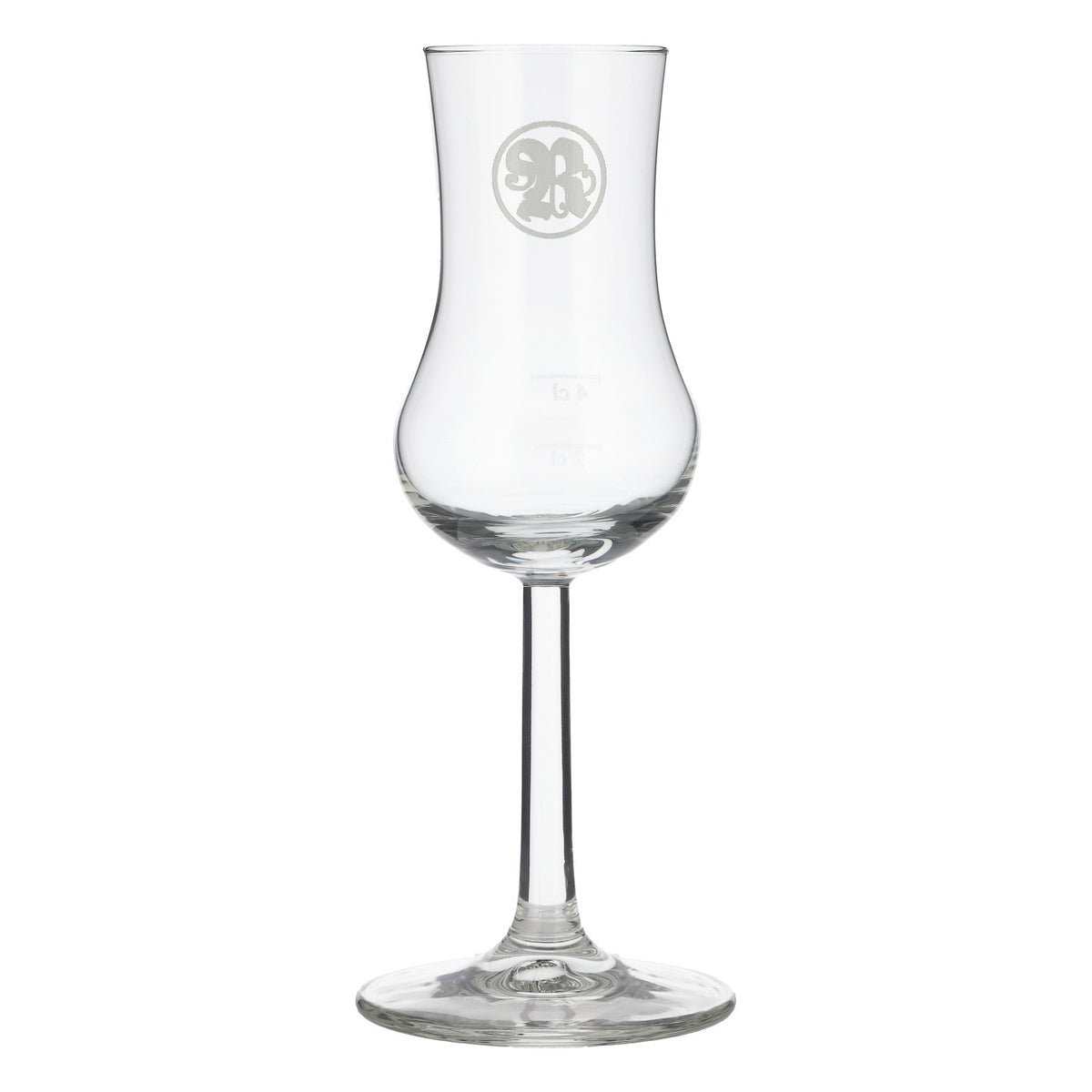 6x Roner Schnaps Shot Glasses Glass 2cl/4cl Grappa Glass "R" Logo White Rastal – View 2