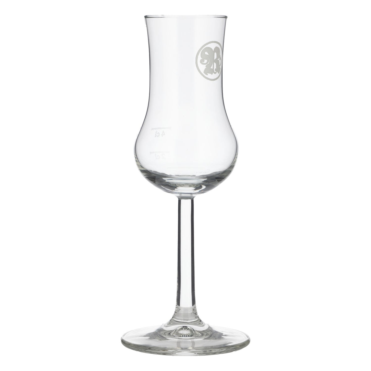 6x Roner Schnaps Shot Glasses Glass 2cl/4cl Grappa Glass "R" Logo White Rastal – View 3