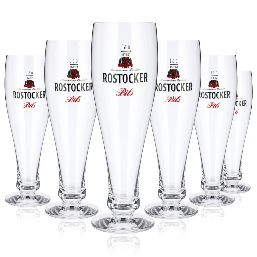 6 Rostock Beer Glasses, 0.5 L, Pils, Rastal