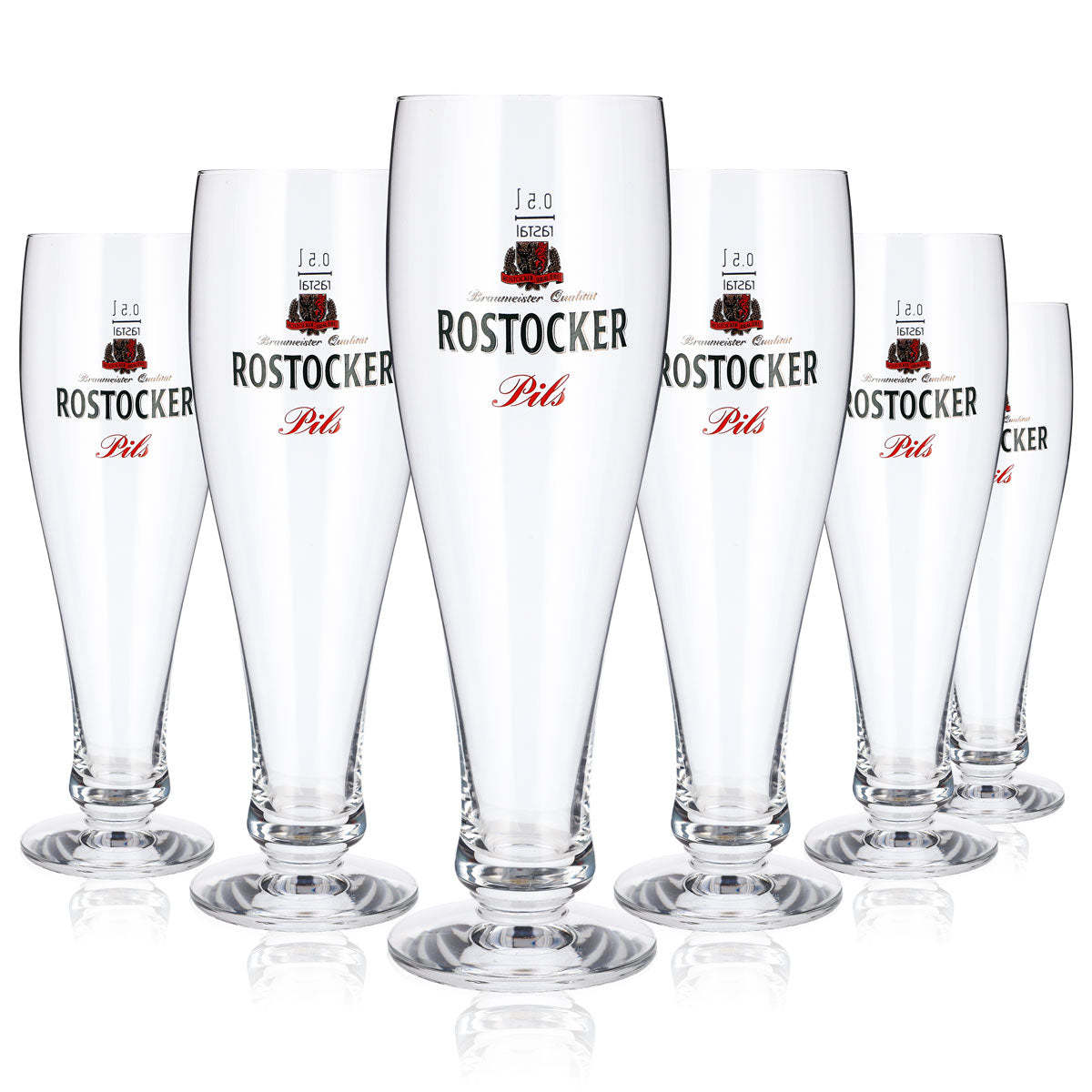6 Rostock Beer Glasses, 0.5 L, Pils, Rastal