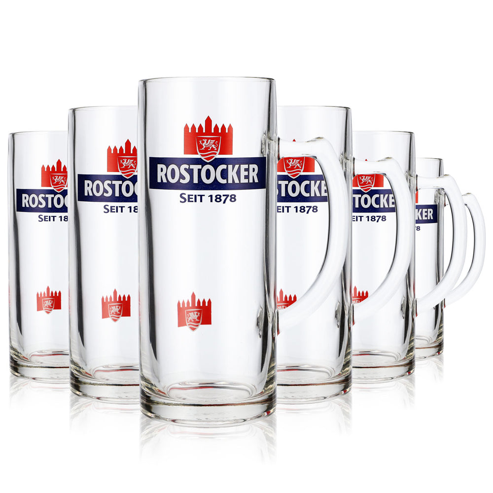 6x Rostock beer glass mug Beer mugs 0.5l Exclusive landlord mug Rastal