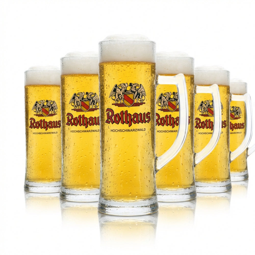 6x Rothaus beer glass 0.5l mug Badner Seidel glasses Brewery Pils Zäpfle Gastro