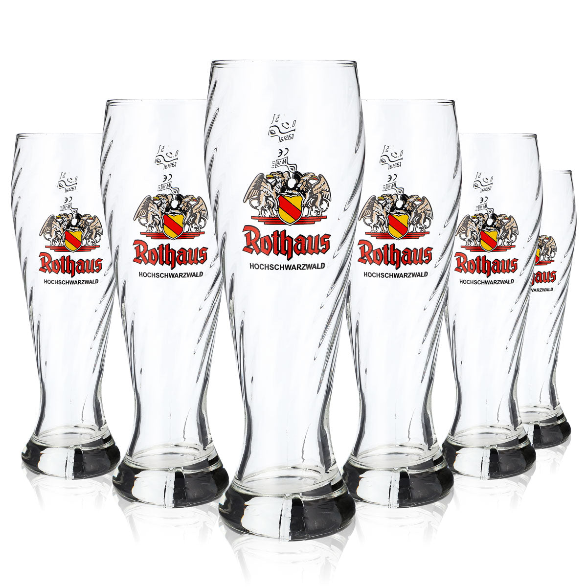 6x Rothaus wheat beer glass 0.5l elegant relief contour glass set calibrated for catering