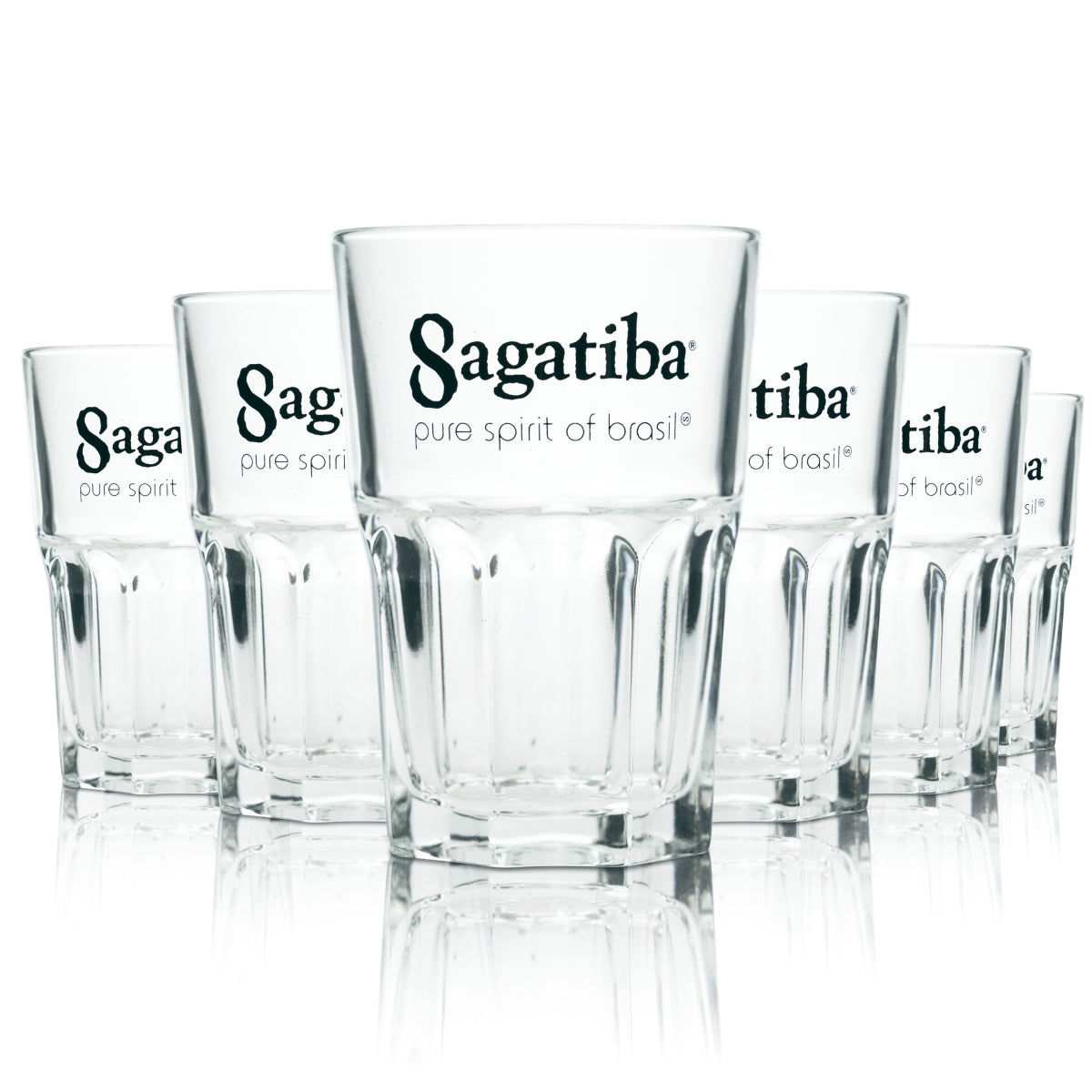 6x Sagatiba Glass 0.35l Long Drink Cocktail Cachaça Glasses Gastro Mojito Bar