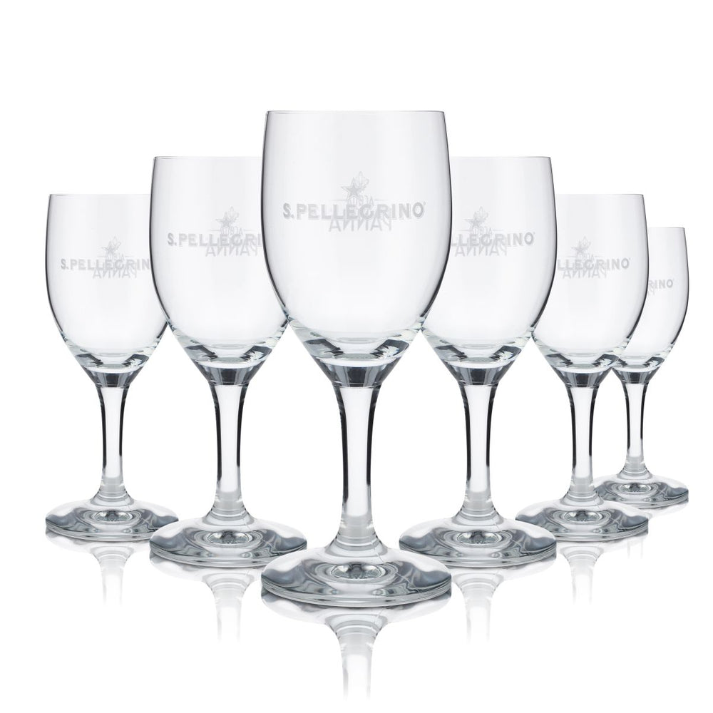 6x San Pellegrino glass 0.21l goblet glasses set Acqua Panna sparkling mineral water