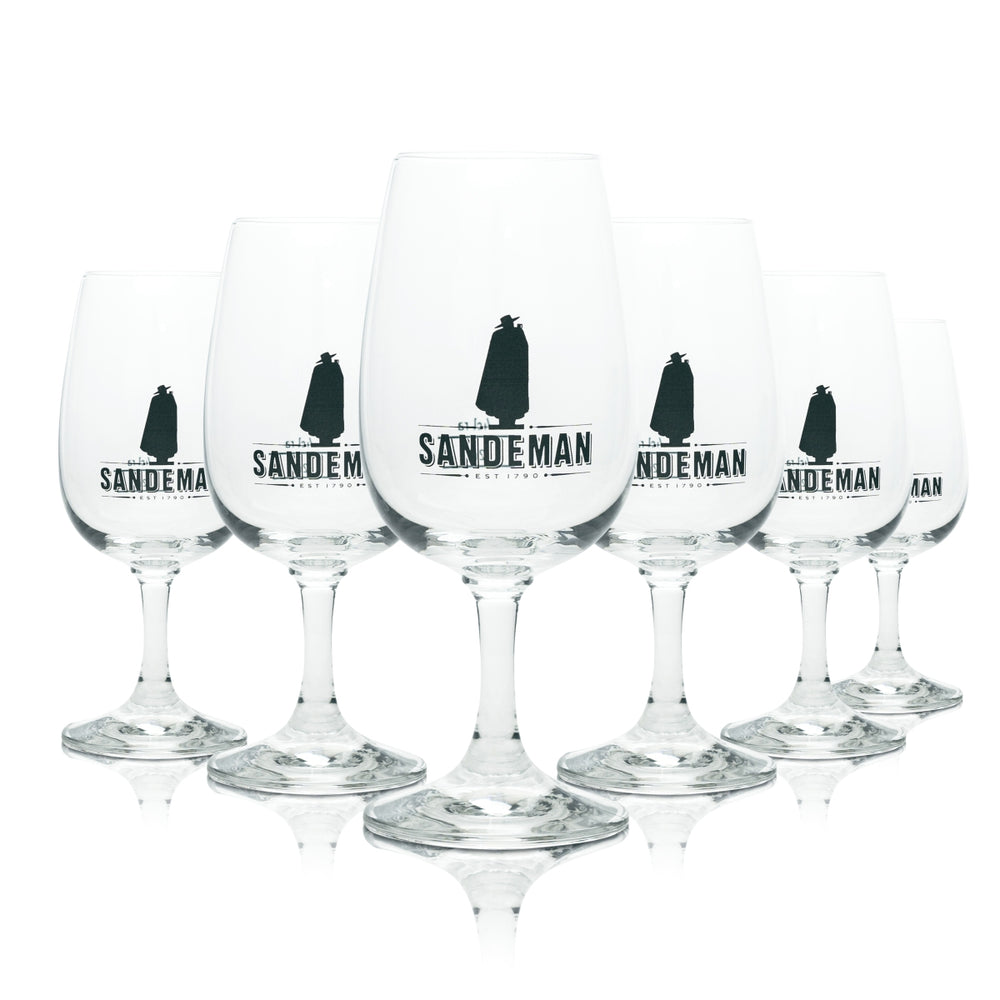 6x Sandeman Sherry Port Wine Glass Logo 200ml Tasting Sommelier Nosing Glasses