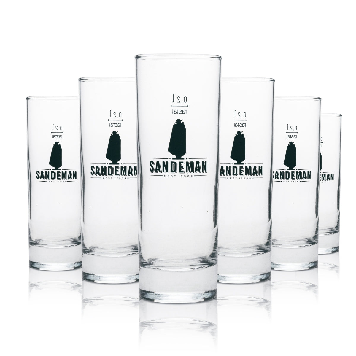 6x Sandeman wine glass Long drink glass 200 ml black logo