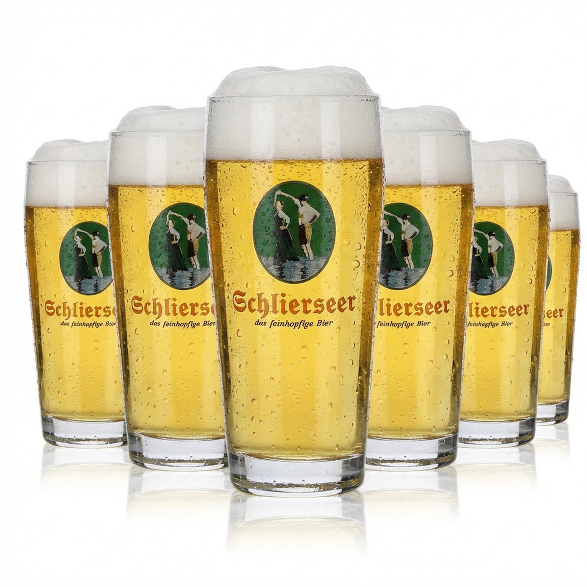 6x Schlierseer glass 0.25l Willibecher Kindl wheat beer glasses set, Bavarian brewery
