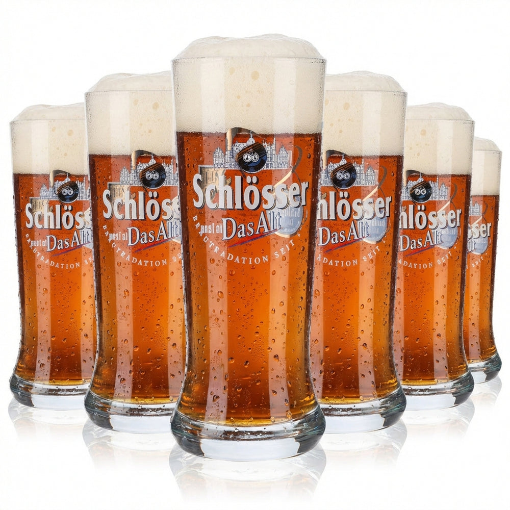 6x Schlösser Alt Beer Glass 0.25l Glasses Bar Mug "10 Years"