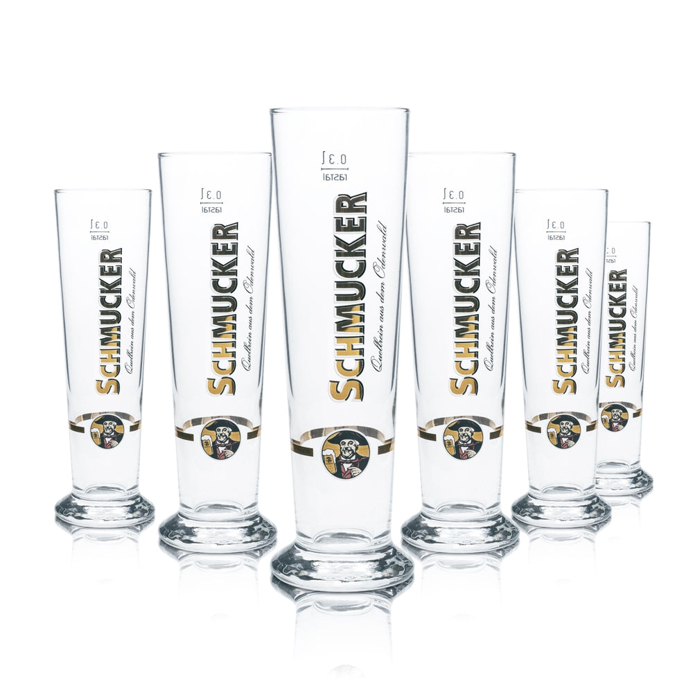 6x Schmucker beer glass 0.3l trophy pint glasses Brewery Gastro Odenwald Pils