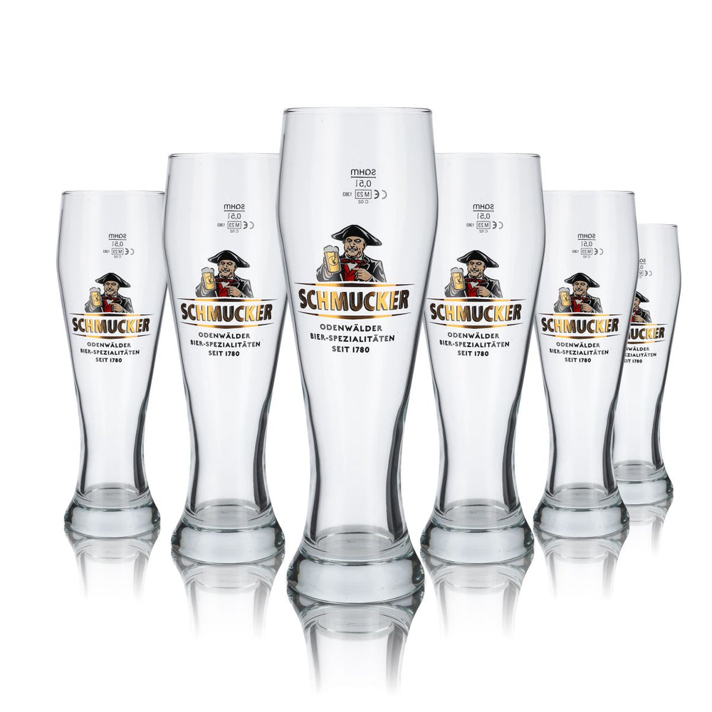 6x Schmucker glass 0.5l wheat beer glass Hefeweizen glass set Odenwälder Brauerei