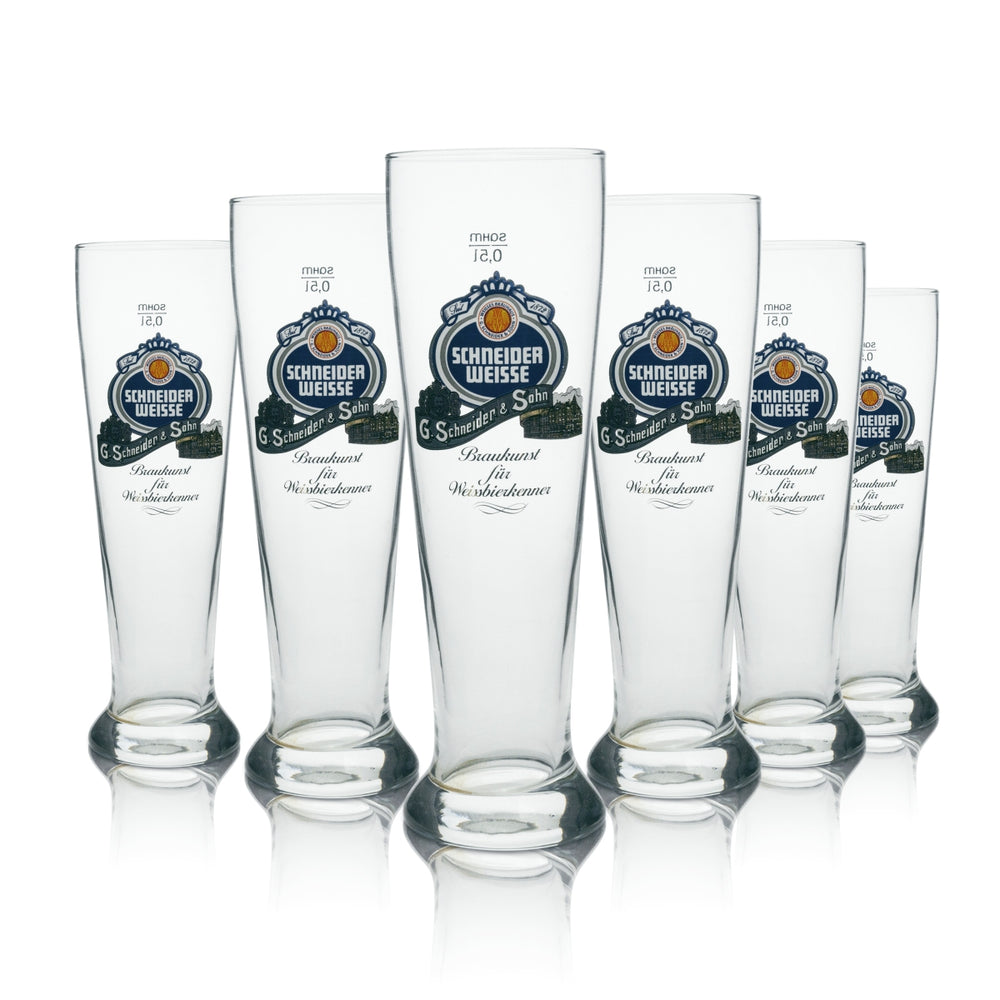 6x Schneider Weisse Beer Glass Brewing Art for Wheat Beer Connoisseurs 0.5l Sahm