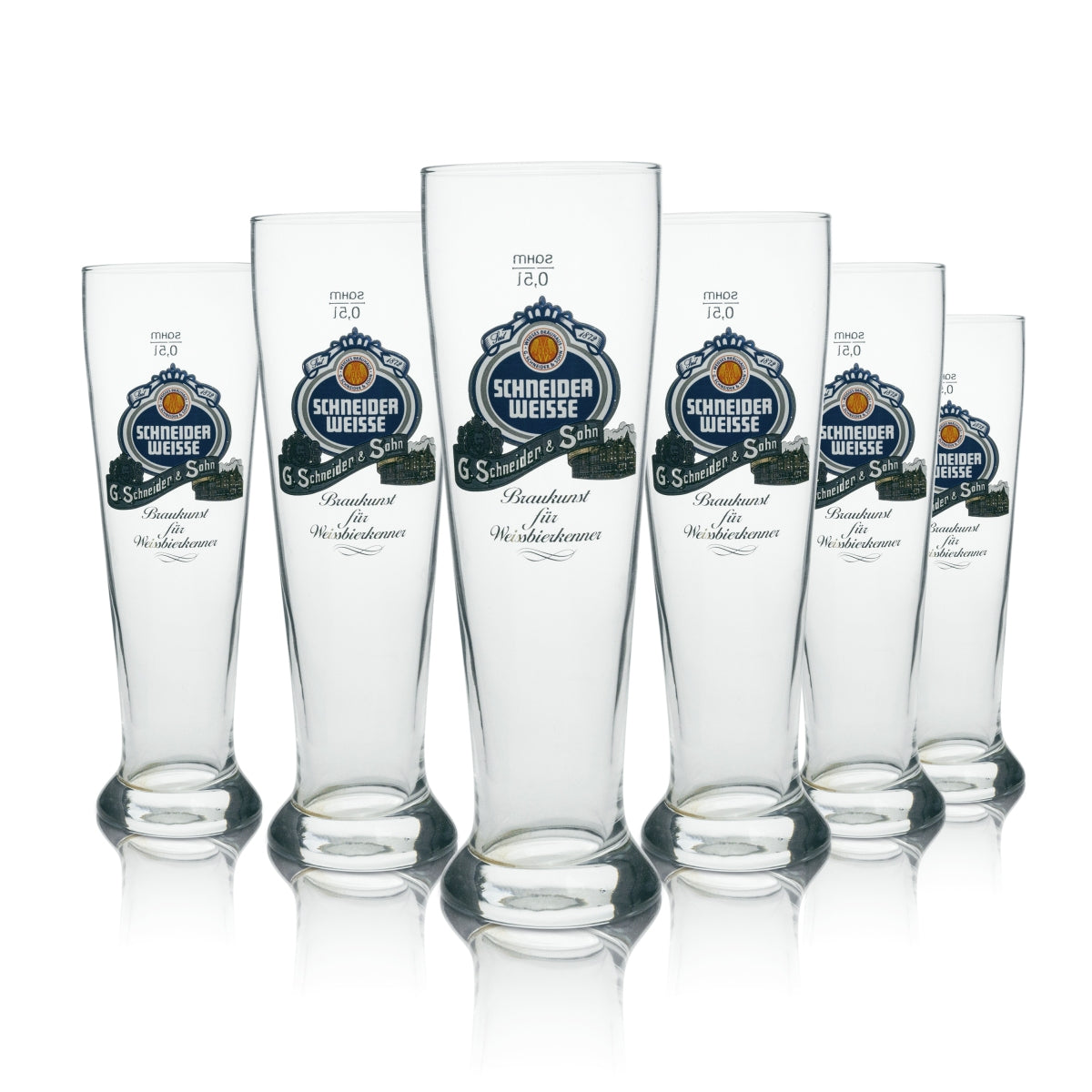 6x Schneider Weisse Beer Glass Brewing Art for Wheat Beer Connoisseurs 0.5l Sahm