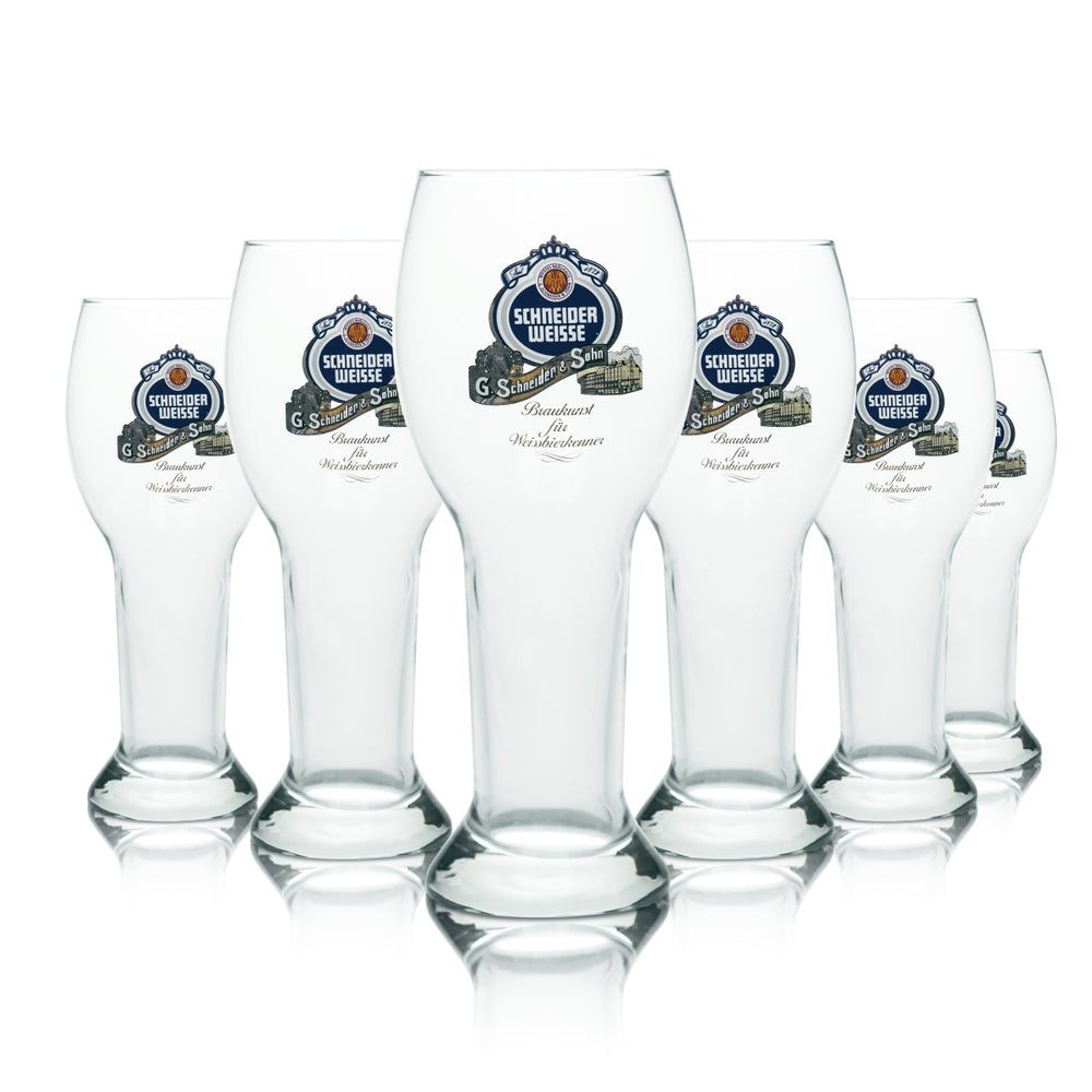 6x Schneider Weisse Glass 0.5l Wheat Beer Yeast Wheat Glasses Brewery Gastro