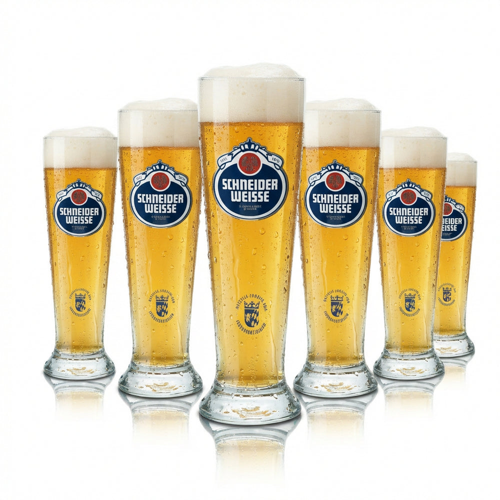 6x Schneider Weisse wheat beer glasses, 0.5 l – calibrated, for wheat beer, catering