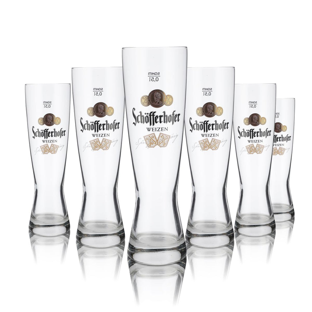 6x Schöfferhofer Glass 0.5l Wheat Beer Glasses Set Bavarian Brewery
