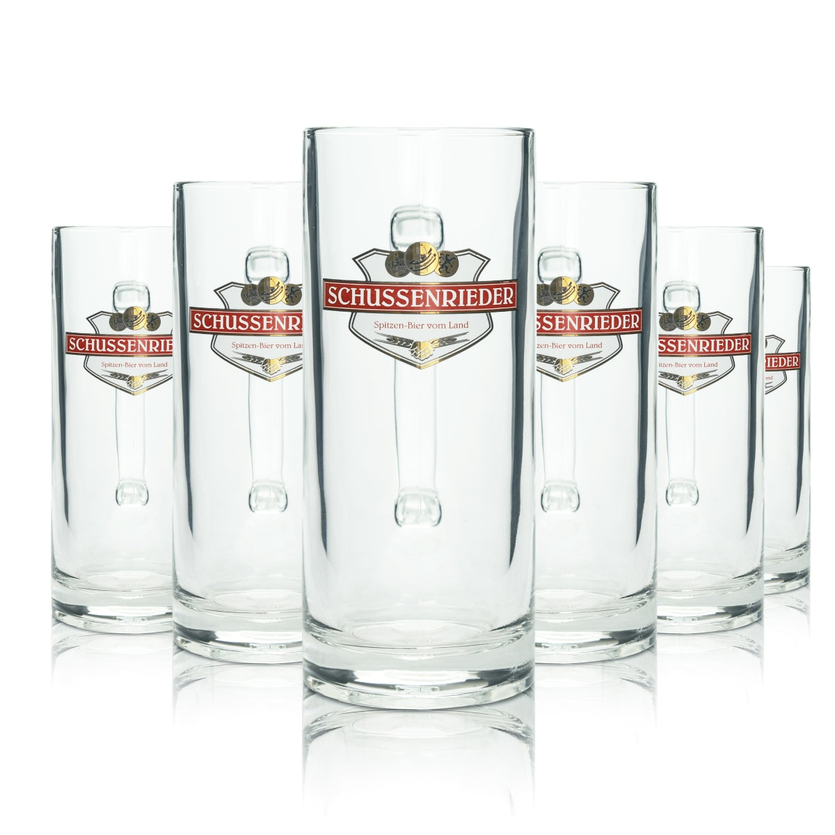 6x Schussenrieder beer glass 0.5l mug, landlord's mug with handle, tankard glasses