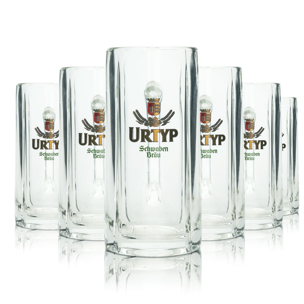 6x Schwaben Bräu beer glass 0.3l mug, original style, Seidel handle, glasses, tankards