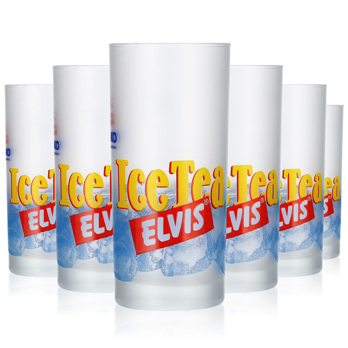 6 Schwaben Bräu Juice Glasses, 0.2 L, Elvis Frosted Iced Tea Cups