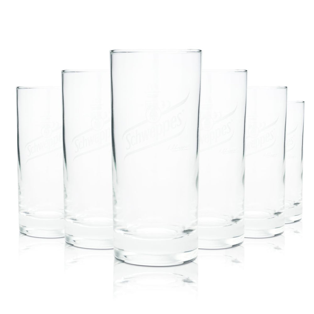 6x Schweppes glass 0.2l long drink glasses drinking glasses lemonade glasses soft drink glasses