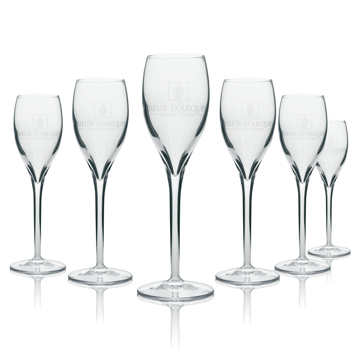 6x Sieur D Arques Sparkling Wine Glass Flute 0.1cl