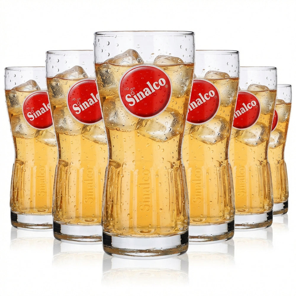 6x Sinalco relief glass lemonade glasses, 0.5 l, round contour, logo, Rastal