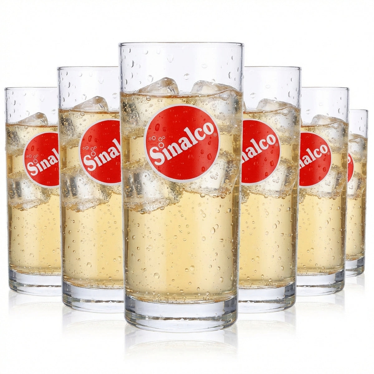 6x Sinalco soft drink Willi cups, 0.3 l glass jars, lemonade glasses