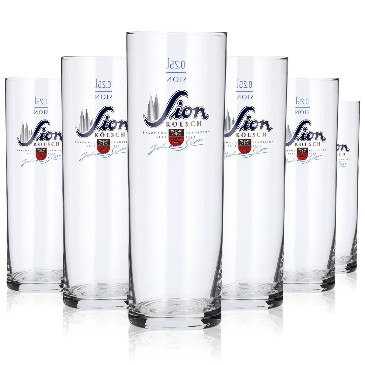 6 Sion Beer Glasses, 0.25 L, Stange Brauhaus Traditional Kölsch Glass