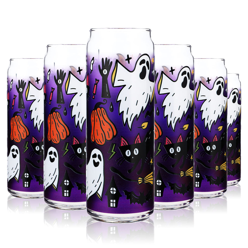 6x Sipply Drinking Glass with Halloween Motif Spooky as UV Print Can Glass 370ml
