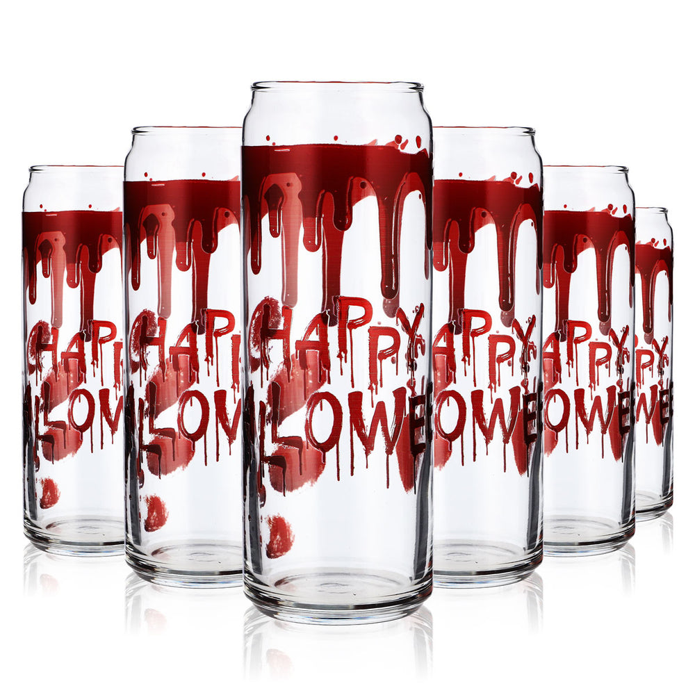 6x Sipply Drinking Glasses with Halloween Blood Motif as UV Print Can Glass 370ml