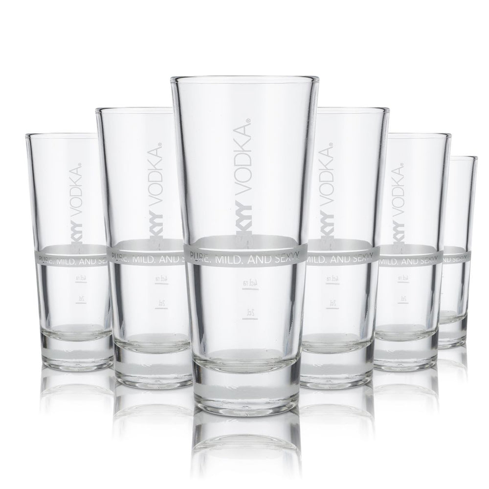 6x Skyy Vodka Glass 0,3l Longdrink Glass Cocktail Glass Mild and Sexy Glasses Set