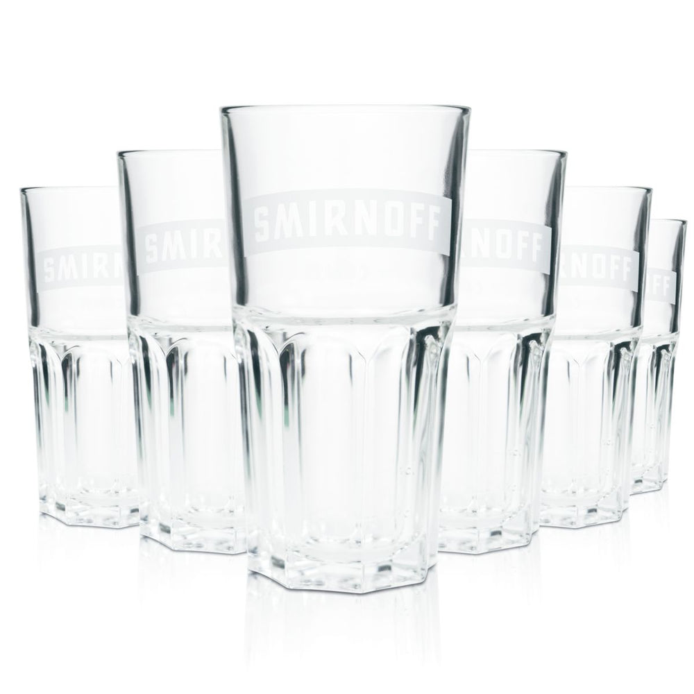 6x Smirnoff Glass 0.3l Long Drink Glasses Cocktail Glasses Vodka Moscow Mule Martini