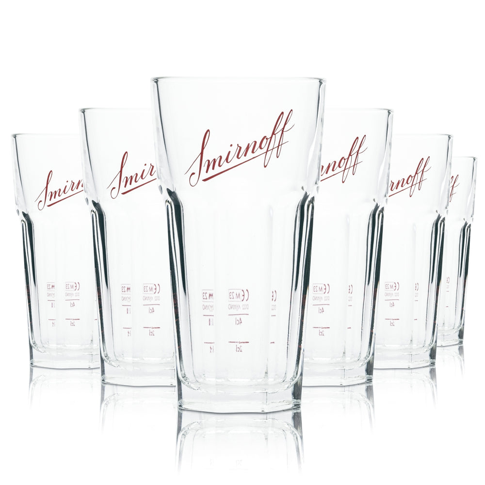 6x Smirnoff Long Drink Glass 0.25l Contour Cup Glasses Cocktail Vodka Gastro Club