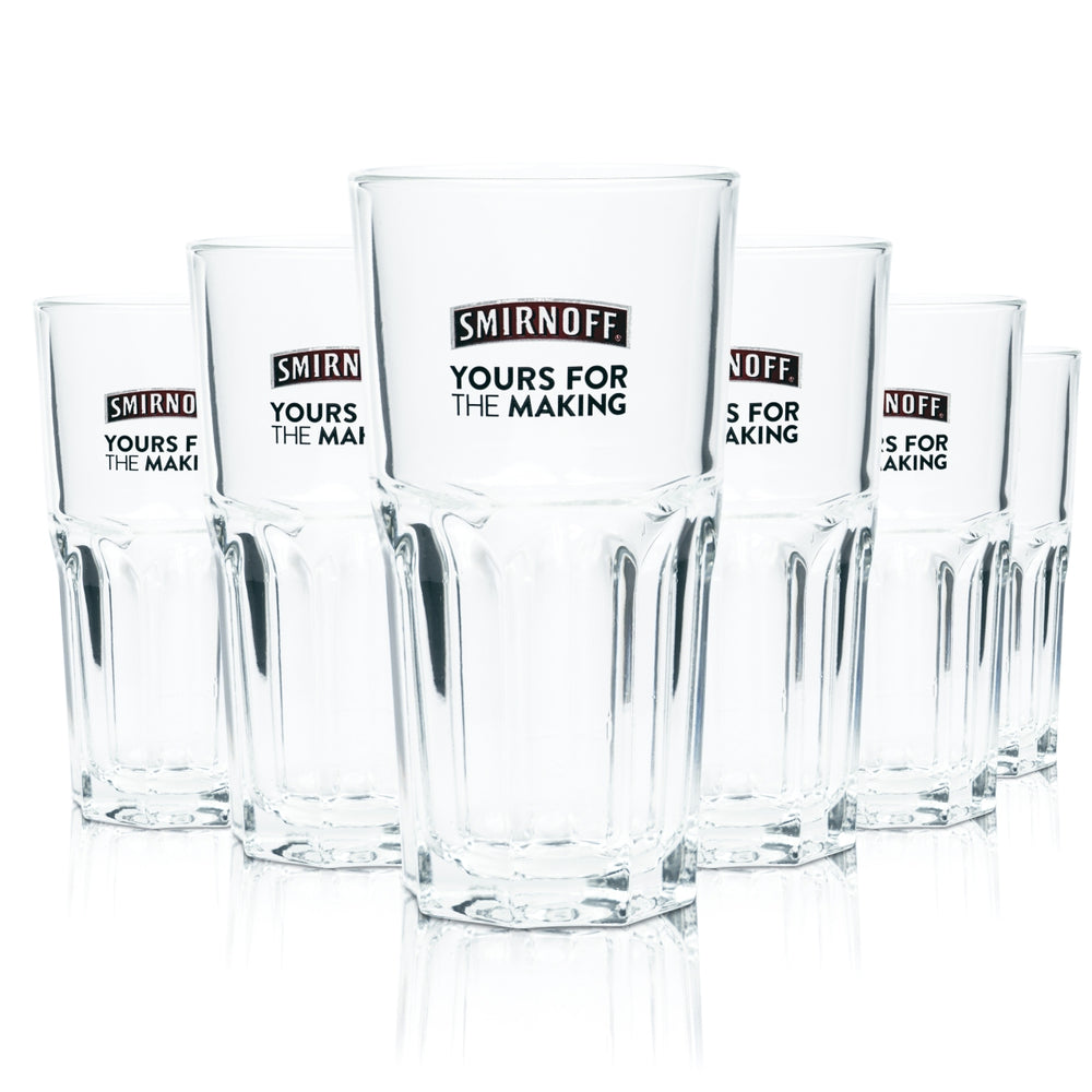 6x Smirnoff Vodka Glass 0.3l Long Drink Glass Relief Yours For The Making Glasses Bar