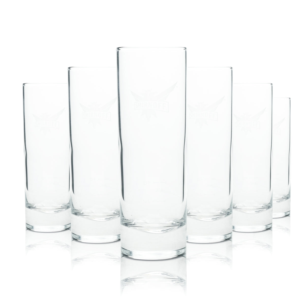 6x Smirnoff Vodka Glass Long Drink Thin Cocktail Glasses 2cl 4cl Oak Gastro Bar