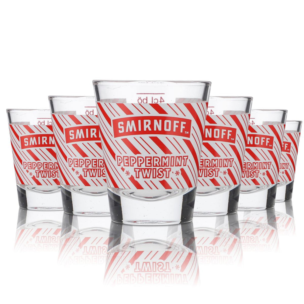 6x Smirnoff Vodka Shot Glass Stamper 2cl 4cl "Peppermint Twist"