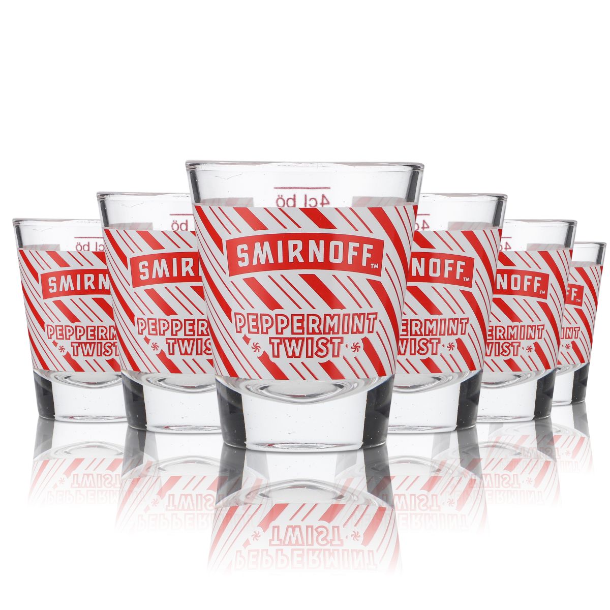 6x Smirnoff Vodka Shot Glass Stamper 2cl 4cl "Peppermint Twist"
