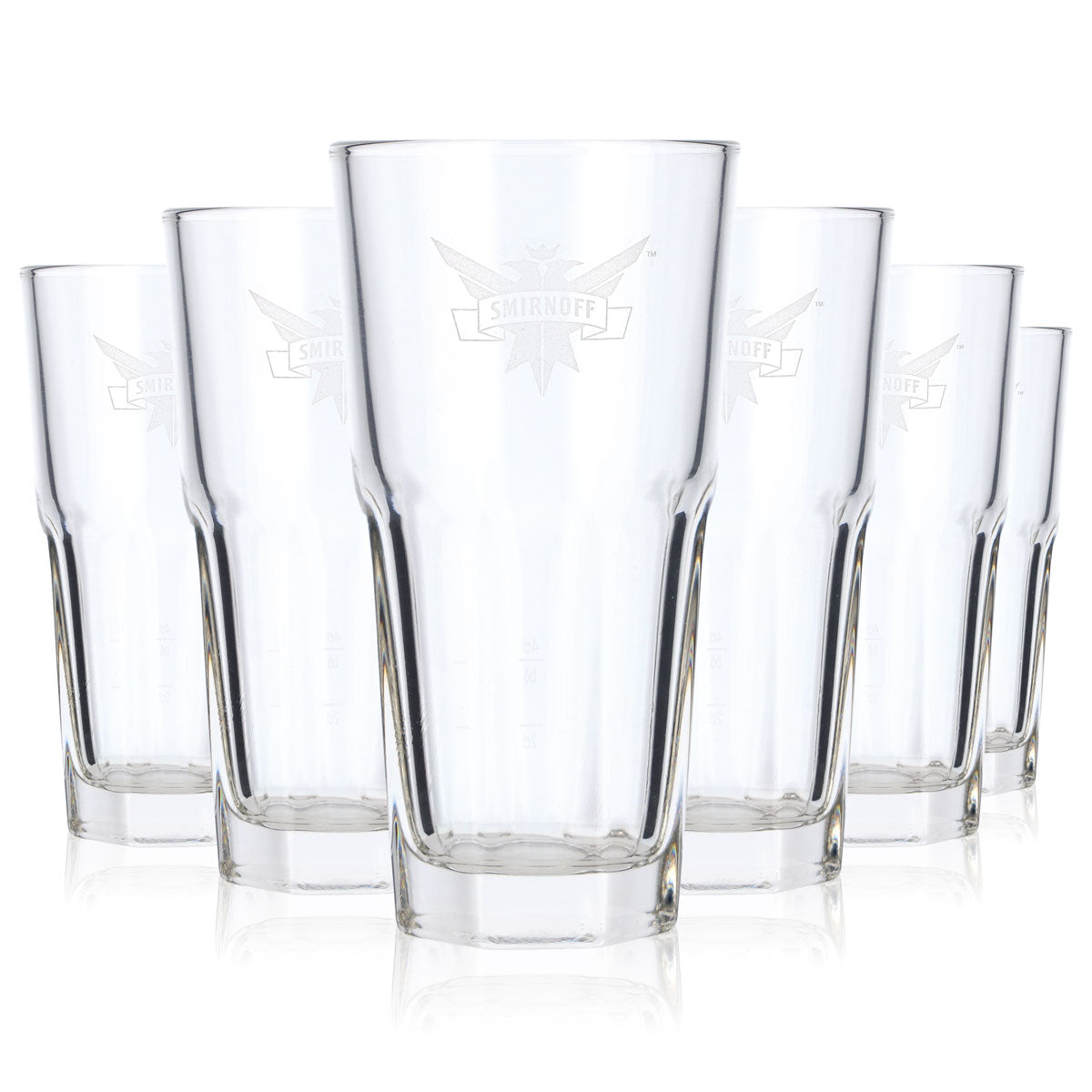 6x Smirnoff Vodka Glass Vodka Glasses 0.3l Long Drink Glass Logo Satin Finish – View 5