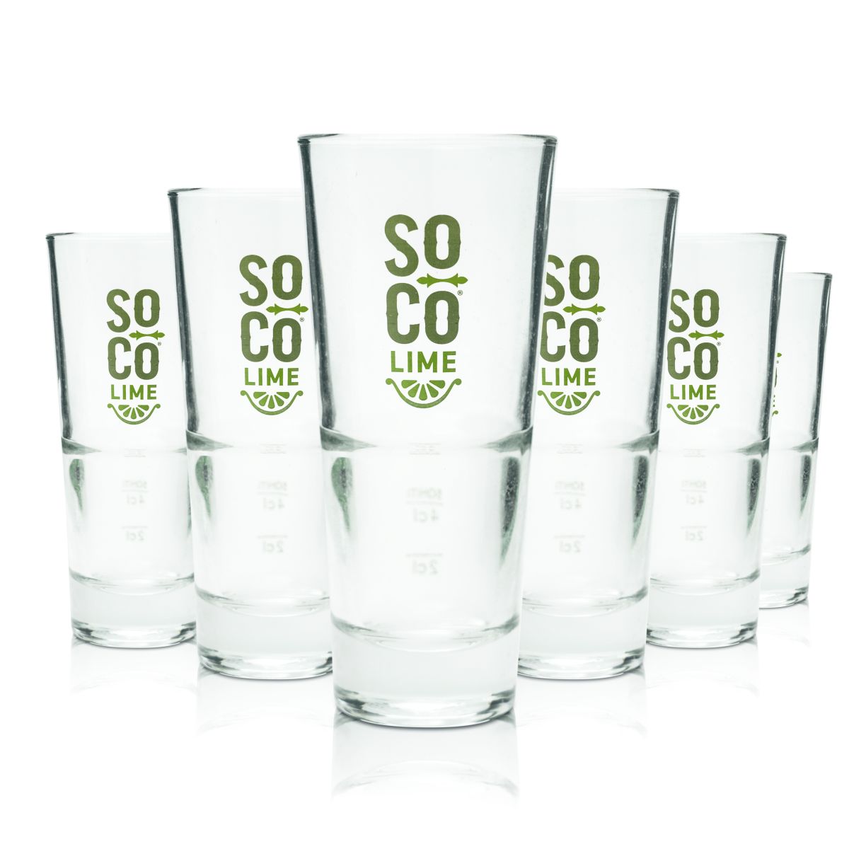 6x Soco Lime Longdrink Glass 0,3l Highball Glass Set CocktailSouthern Comfort