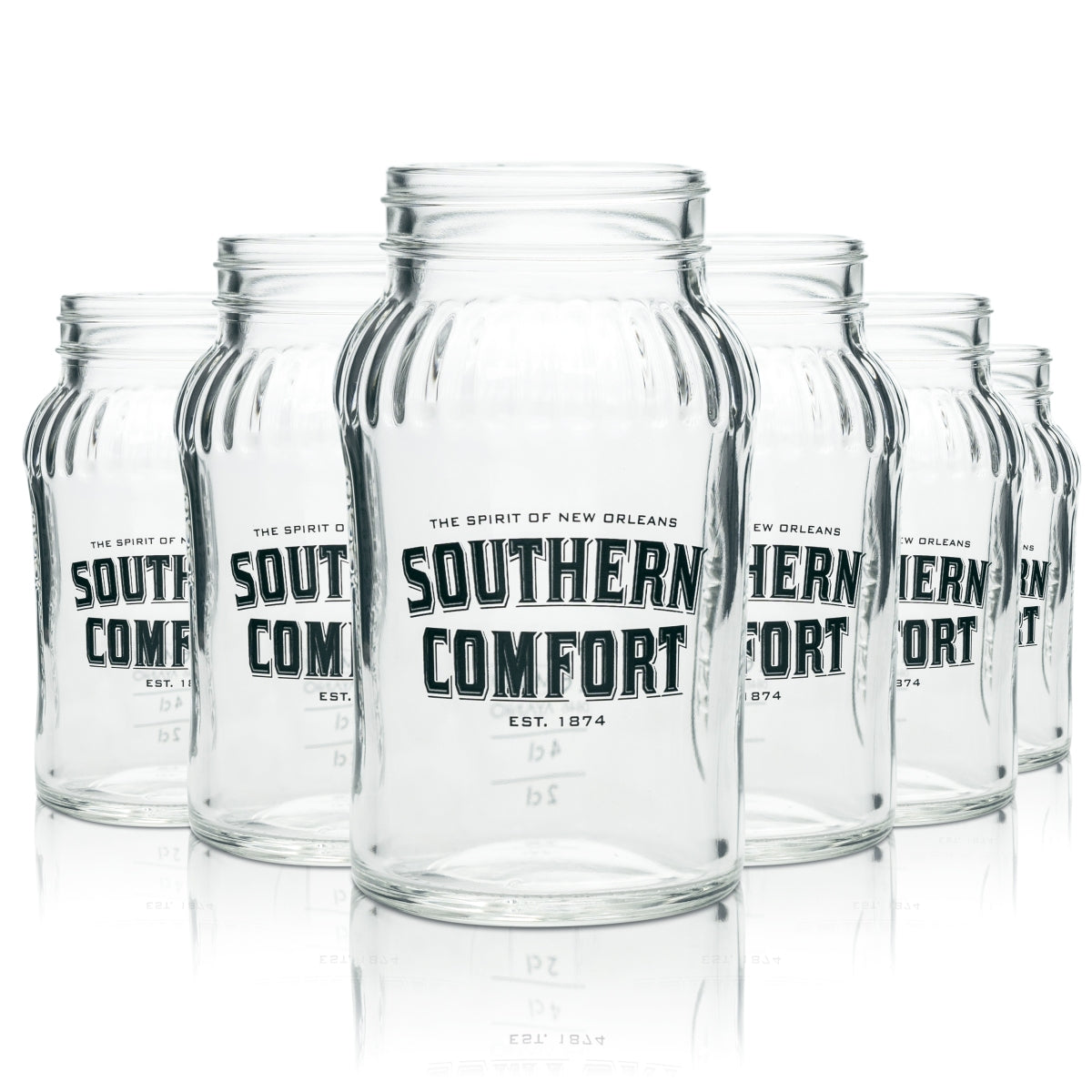 6x Southern Comfort Whiskey Glass Mason Jar 330ml Screw Cap Glasses Long Drink