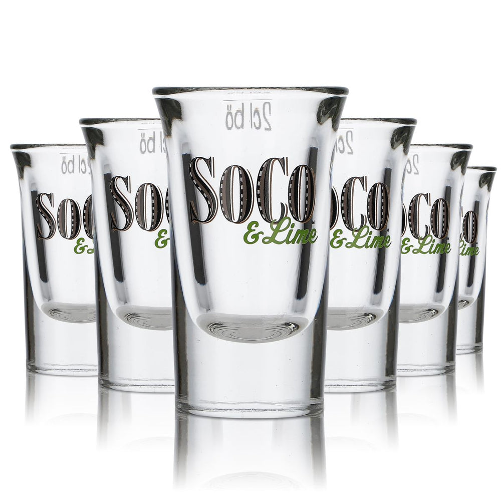 6x Southern Comfort Shot Glasses Shot Glasses Stamper Short SOCO & Lime